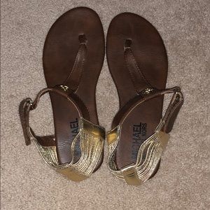 Michael Kors gold and brown sandals